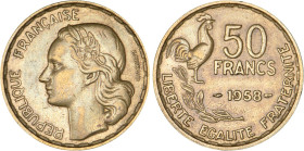50 FRANCS
50 FRANCS type Guiraud
1958 - TTB 45 (TTB++)
Rare !


G 880, F 425, KM# 918
 - CUPRO-ALUMINIUM - 
 ---------------------------------...