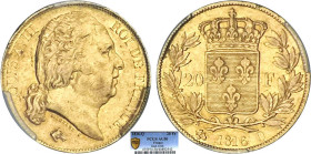 20 FRANCS OR
20 FRANCS or, Louis XVIII buste nu
1816 Q - SUP 50 (SUP-)
Rare ! - PCGS AU50


G 1028, F 519, KM# 712, Fr# 538-46
PERPIGNAN - OR -...