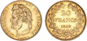 20 FRANCS OR
20 FRANCS or, Louis-Philippe tête laurée
1842 W - TTB 45 (TTB++)
Rare !


G 1031, F 527, KM# 750, Fr# 560-4
LILLE - OR - 6,41g
 -...