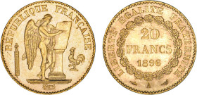 20 FRANCS OR
20 FRANCS or, IIIe République "Génie"
1896 A - SUP 50 (SUP-)
Torche - Très Rare !!


G 1063, F 533, KM# 825, Fr# 592
PARIS - OR - ...