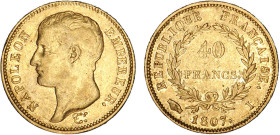 40 FRANCS OR
40 FRANCS or, Napoléon Ier type transitoire
1807 I - TTB 45 (TTB++)
Très Rare !!


G 1082a, F 539, KM# A688, Fr# 481-6
LIMOGES - O...
