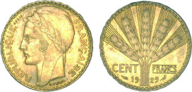 100 FRANCS OR
CENT FRANCS or, concours de Turin
1929 - SPL 62 (SUP++)
ESSAI en cupro-aluminium - Rare !


G 1145, KM# E58
 - CUPRO-ALUMINIUM - ...