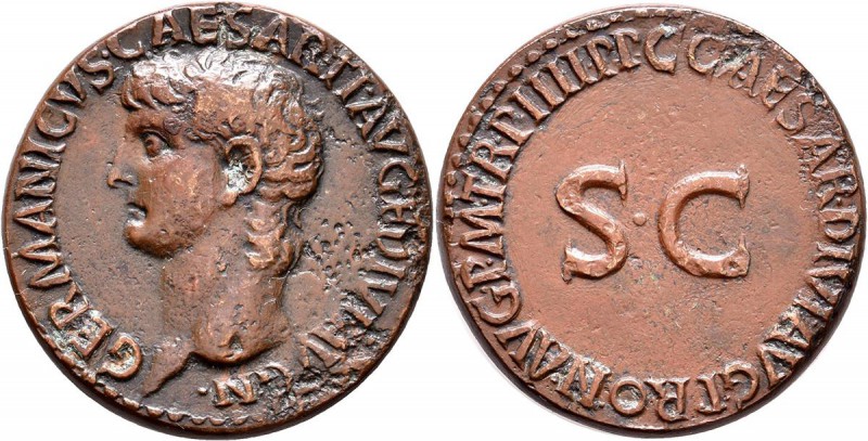 Germanicus (+ 19 n.Chr.): Germanicus +19: Bronze - As, (unter Caligula), Vs: Büs...