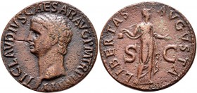 Claudius (41 - 54): Claudius 41-54: Bronze - As Vs. Büste nach links, Rs: Libertas Augusta, 10,1 g, Kampmann 12.23, kl. Schrötlingsfehler, sehr schön+...