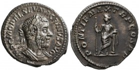 Macrinus (217 - 218): Denar, vs. Kopfbild nach rechts, rs. Felicitas nach links stehend. PONTIF MAX TR P II COS PP, Kampmann 54.13, feine Patina, vorz...