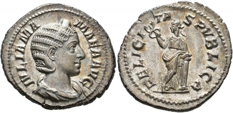 Iulia Mamaea (+ 235 n.Chr.): Denar, v.s. Büste n.r., r.s. Felicitas stehend n.l....