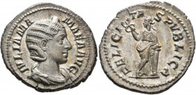 Iulia Mamaea (+ 235 n.Chr.): Denar, v.s. Büste n.r., r.s. Felicitas stehend n.l. RIC. 338, C. 24. 3,17 g. Fast stempelglanz.
 [taxed under margin sys...