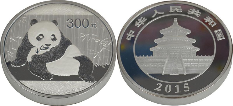 China - Volksrepublik: 300 Yuan 2015, Silber Panda, 1 kg 999/1000 Silber. Inklus...