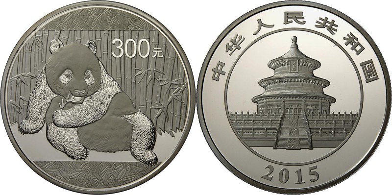 China - Volksrepublik: 300 Yuan 2015, Silber Panda, 1 kg 999/1000 Silber. Inklus...