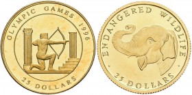 Cook Inseln: Elizabeth II. 1953-,: Lot 2 Goldmünzen: 25 Dollars 1990, Serie Endangered Wildlife - Elefant. KM# 87, 1,27 g, 999/1000 Gold, polierte Pla...