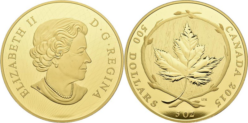 Kanada: Elizabeth II. 1952-,: 500 Dollars 2015 ”The Glorious Maple Leaf” (Zucker...