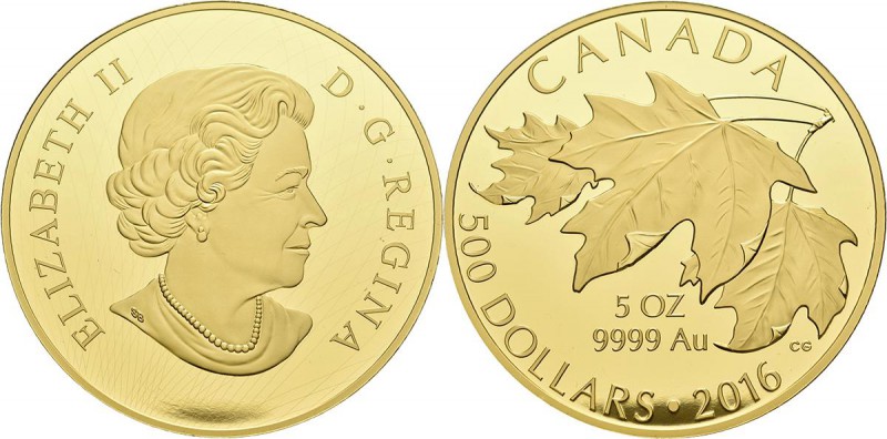 Kanada: Elizabeth II. 1952-,: 500 Dollars 2016 ”The Glorious Maple Leaf” (Zucker...