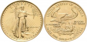 Vereinigte Staaten von Amerika: 5 Dollars 1986 (MCMLXXXVI), American Eagle, erster Jahrgang. KM# 216, Friedberg B4. 3,40 g, 917/1000 Gold (1/10 OZ Fei...