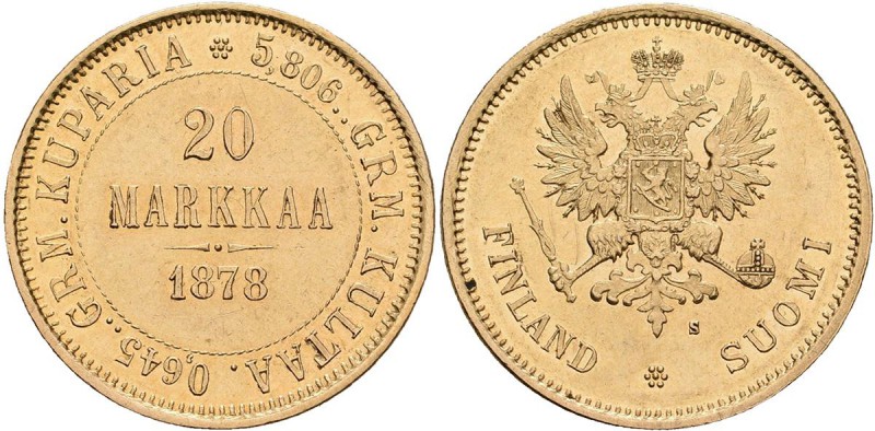 Finnland: unter russischer Herrschaft, Alexander II. 1855-1881: 20 Markkaa 1878 ...