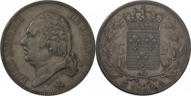 Frankreich: Louis XVIII. 1814-1824: 5 Francs 1822 A, Gadoury 614, im Holder von PCGS, Grading Genuine cleaning - AU Details.
 [taxed under margin sys...