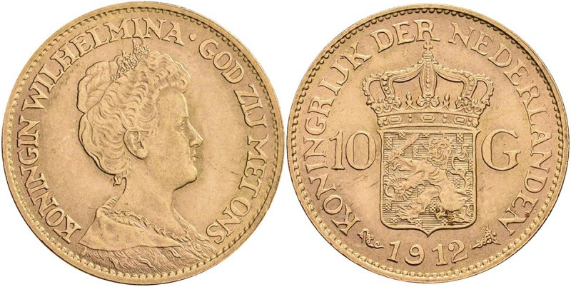Niederlande: Wilhelmina 1890-1948: 10 Gulden 1912, KM# 149, Friedberg 349, 6,70 ...