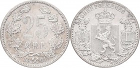 Norwegen: Oskar II. 1872-1905: 25 Öre (øre) 1901, KM# 360, vorzüglich-stempelglanz.
 [plus 19 % VAT]