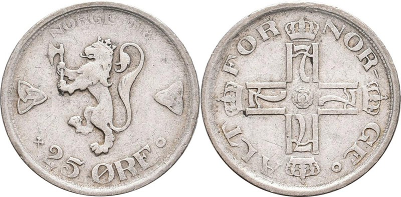 Norwegen: Oskar II. 1872-1905: Lot 3 Münzen: 2 x 25 Öre (øre) 1902, KM# 360, sow...