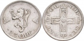 Norwegen: Oskar II. 1872-1905: Lot 3 Münzen: 2 x 25 Öre (øre) 1902, KM# 360, sowie 1 x 25 Öre 1918, KM# 373. Überwiegend sehr schön.
 [plus 19 % VAT]...