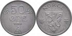 Norwegen: Haakon VII. 1905-1957: Lot 2 Münzen: 50 Öre (øre) 1941+1942 aus Zink (Occupatin issue), KM# 390, sehr selten in dieser Qualität - vorzüglich...