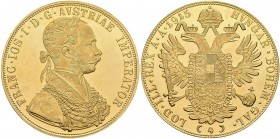 Österreich: Franz Joseph I. 1848-1916: 4 Dukaten 1915 (NP), Friedberg 488, 13,96 g, 986/1000 Gold. Feine Kratzer, fast vorzüglich.
 [plus 0 % VAT]