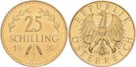 Österreich: Erste Republik 1918-1938: 25 Schilling 1926. Friedberg 521, 5,86 g, 900/1000 Gold, Kratzer, sehr schön.
 [plus 0 % VAT]