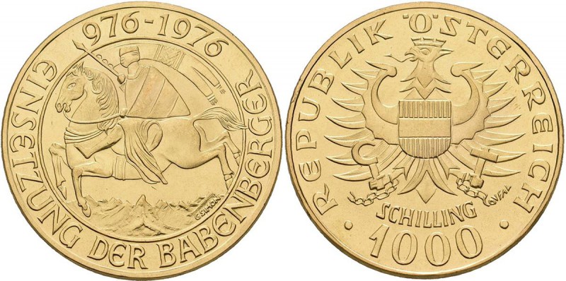 Österreich: 2. Republik ab 1945: 1000 Schilling 1976, Babenberger, KM # 2933, Fr...