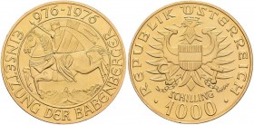 Österreich: 2. Republik ab 1945: 1000 Schilling 1976, Babenberger, KM# 2933, Friedberg 909. 13,5 g, 900/1000 Gold, stempelglanz.
 [plus 0 % VAT]