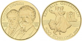 Österreich: 2. Republik ab 1945: Lot 3 Goldmünzen, Serie Wiener Musiklegenden: 500 Schilling 1997 Franz Schubert, Friedberg 927, 8,04 g, 995/1000 Gold...