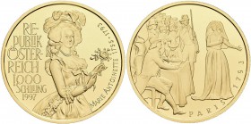 Österreich: 2. Republik ab 1945: Serie Schicksale im Hause Habsburg: 1000 Schilling 1997 Marie Antoinette, Friedberg 926, 16,08 g, 995/1000 Gold. In K...