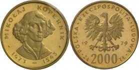 Polen: 2000 Zlotych 1979, Lot 2 Goldmünzen: Mikolaj Kopernik, KM# Y106, 8,0 g, 900/1000 Gold, Auflage nur 5.000 Ex., eingeschweisst, polierte Platte....