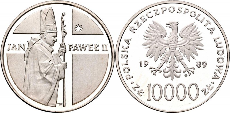 Polen: 10000 Zlotych 1989, Papst Johannes Paul II. (Jan Pawel II.), KM# Y 237, 1...