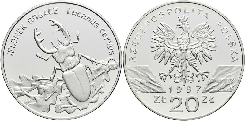 Polen: 20 Zloty 1997 Hirschkäfer / Jelonek Rogacz / Lucanus Cervus. KM Y# 330. 9...