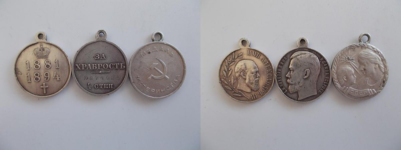 Russland: Lot 3 Medaillen. Alexander III. 1881-1894: Tragbare AR-Medaille 1894 (...