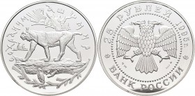 Russland: 25 Rubel 1995 ” Nordluchs”, 5 Unzen Silber fein, 60 mm, gekapselt, Auflage: 5.000 Exemplare, KM# 471, Polierte Platte/Proof.
 [taxed under ...