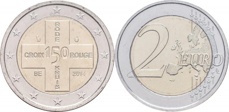 Belgien: Philippe 2013-,: 2 Euro 2014 Rotes Kreuz in coincard, ERROR COIN / Fehl...