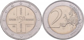 Belgien: Philippe 2013-,: 2 Euro 2014 Rotes Kreuz in coincard, ERROR COIN / Fehlprägung - Ronde aus den Niederlanden mit Randschrift GOD ☆ ZIJ ☆ MET ☆...