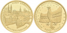 Deutschland: 5 x 100 Euro 2004 Bamberg (A,D,F,G,J), in Originalkapsel und Etui, mit Zertifikat, Jaeger 509. Jede Münze wiegt 15,55 g, 999/1000 Gold. S...