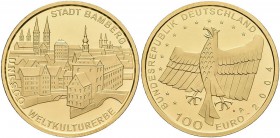 Deutschland: 100 Euro 2004 A, Stadt Bamberg in Originalkapsel, mit Zertifikat und Originaletui, Jaeger 509. 15,55 g, 999/1000 Gold, stempelglanz.
 [p...