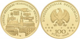 Deutschland: 3 x 100 Euro 2006 Klasisches Weimar (A,D,F), in Originalkapsel und Etui, mit Zertifikat, Jaeger 524. Jede Münze wiegt 15,55 g, 999/1000 G...