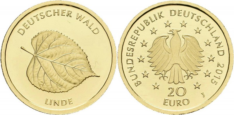 Deutschland: 5 x 20 Euro 2015 Linde (A,D,D,G,J) letzte Ausgabe aus der Serie Deu...