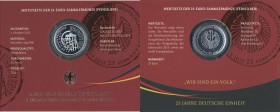 Deutschland: Lot 1 x 25-Euro-Sammlermünzenset und 5 Einzelmünzen a 25 Euro 2015: 25 Jahre Deutsche Einheit. Das Set beinhaltet 5 x 25 Euro Gedenkmünze...