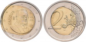 Italien: 2 Euro 2010 Gedenkmünze Cavour (200. Geburtstag von Camillo Benso Graf von Cavour) ERROR COIN / Fehlprägung - Spiegelei. Bei dieser Fehlprägu...