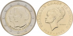 Monaco: Rainier III. 1949-2005: Lot 3 x 10 Francs 1982 ESSAI Fürstin Gracia Patricia (Grace Kelly) in 3 Varianten: Nickel-Aluminium-Bronze (Auflage 10...