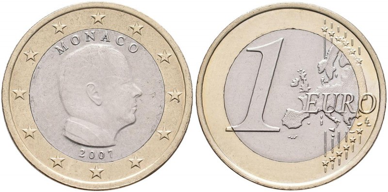 Monaco: Albert II. 2005-,: 1 Euro 2007 Umlaufmünze ERROR COIN / Fehlprägung - oh...
