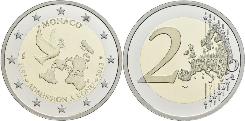 Monaco: Albert II. 2005-,: 2 Euro Gedenkmünze 2013 20 Jahre Mitglied der Vereint...