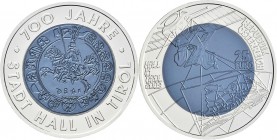 Österreich: 25 Euro 2003 700 Jahre Stadt Hall. Silber-Niob-Legierung. Die Erste Gedenkmünze mit Nominal 25 Euro. Sehr selten und gefragt !!! In Schach...