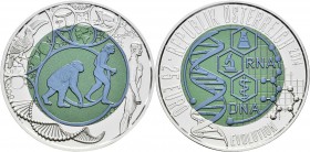 Österreich: Lot 2 Münzen: 25 Euro 2014 Evolution. Silber-Niob-Legierung. In Schachtel mit Zertifikat.
 [taxed under margin system]