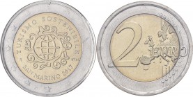 San Marino: 2 Euro Gedenkmünze 2017 Tourismus (Internationales Jahr des nachhaltigen Tourismus), ERROR COIN / Fehlprägung - Prägeschwäche - es fehlen ...