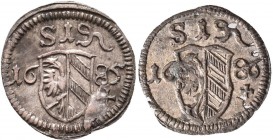 Altdeutschland und RDR bis 1800: Nürnberg: Lot 9 x Pfennige 1683 (4x), 1685 (3x), 1686 (2x),
 [taxed under margin system]